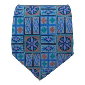 MISSONI Blue Geometric Silk Tie ITALY 59"/ 3.6" EC